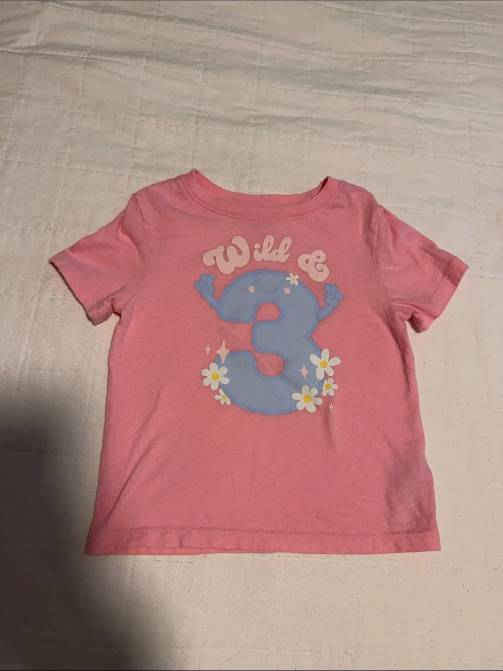 Old Navy Pink Graphic 'Wild & 3' Tee with Blue Number
